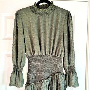 Green mini dress perfect for Fall or Spring